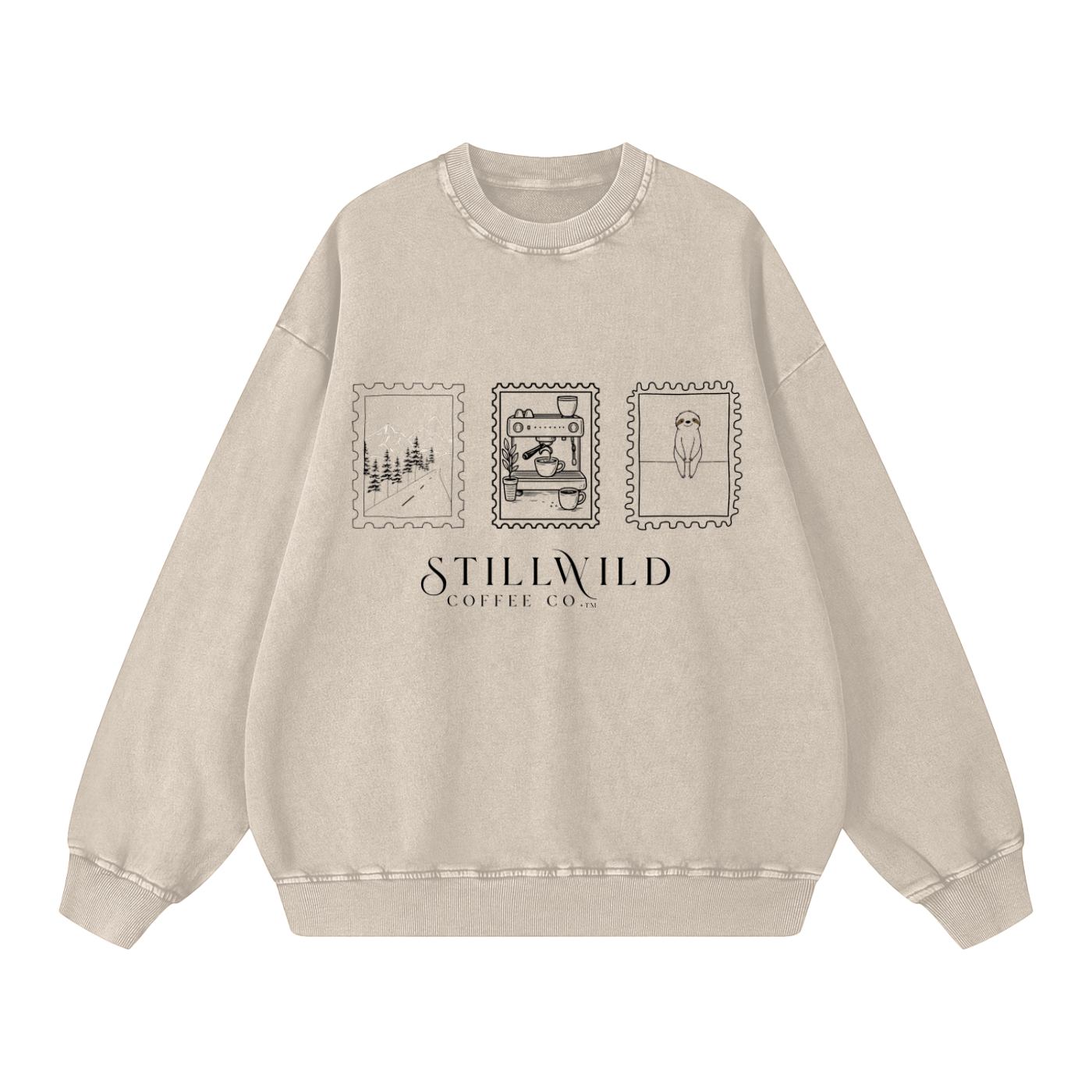 StillWild Snow Washed Oversized Sweatshirt