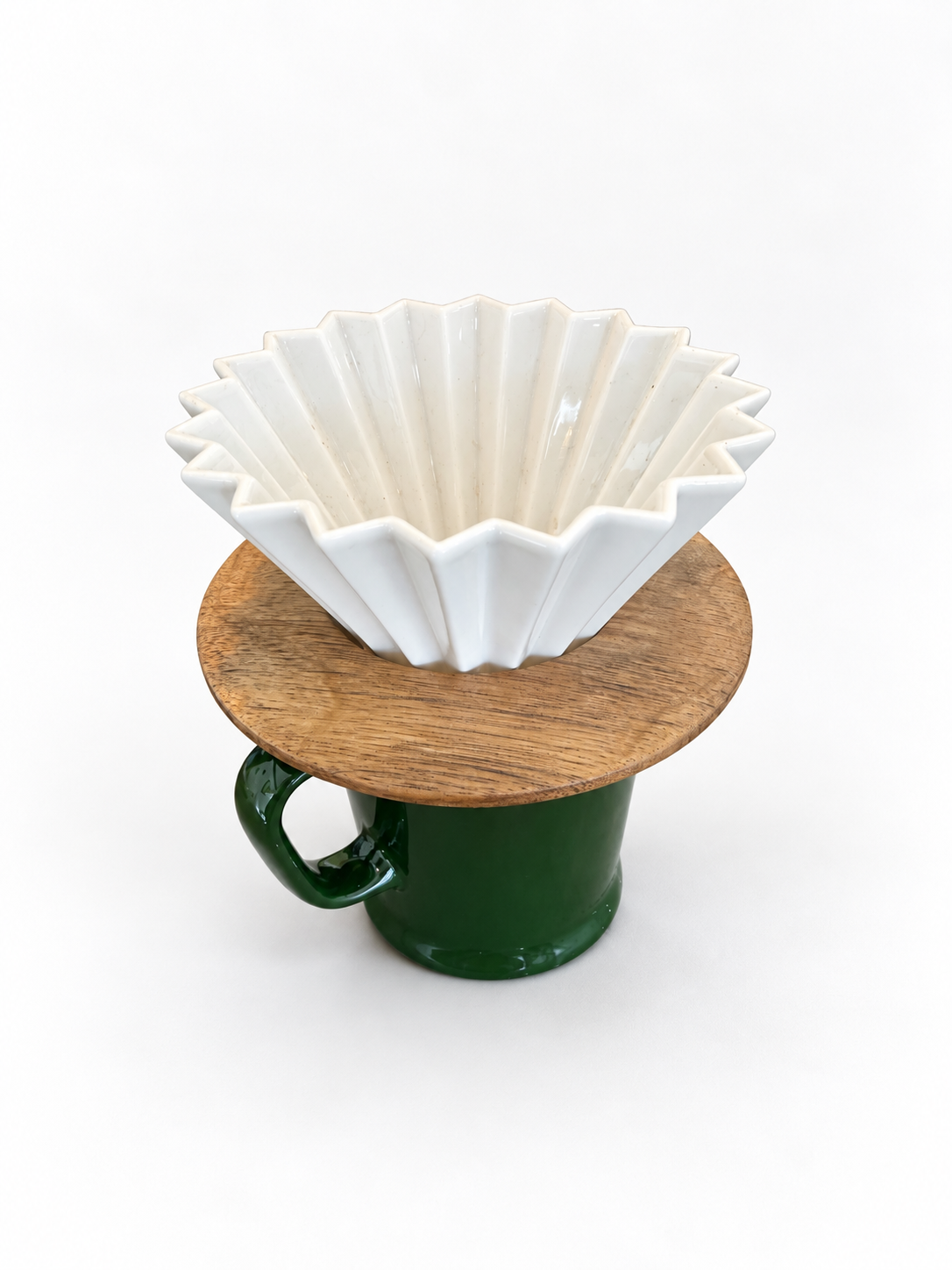 ORIGAMI Ceramic Dripper with Wooden Tray